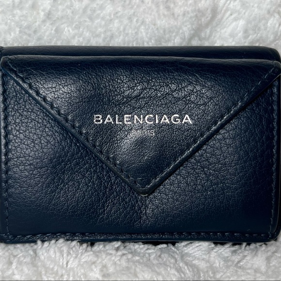Balenciaga Handbags - Balenciaga Mini Wallet Navy Blue Leather Authentic Pre-Owned